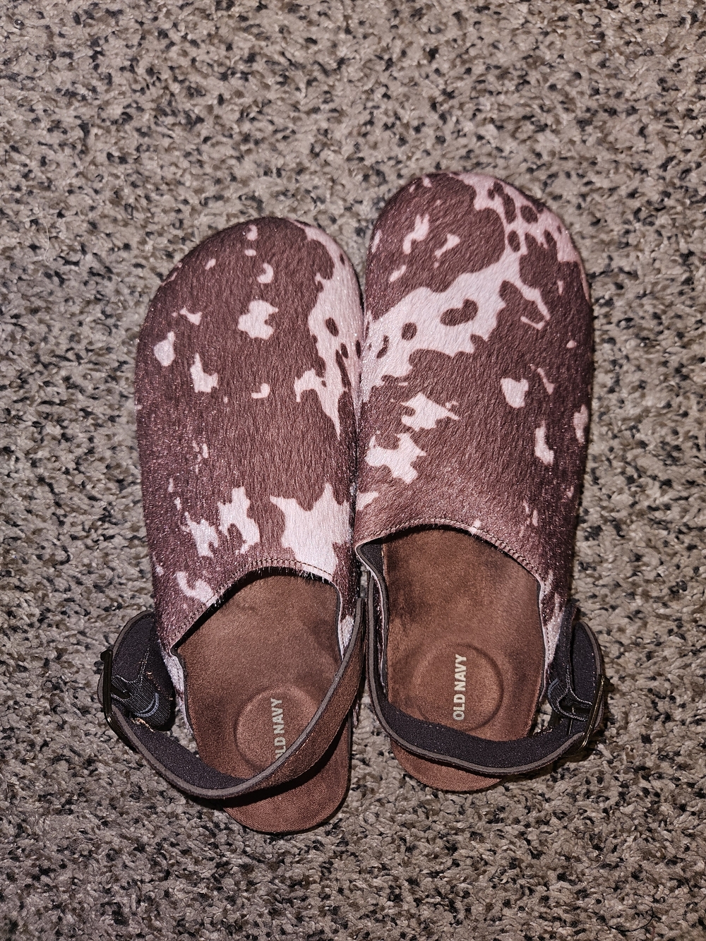 Old Navy Brown and Pink Cowhide-Print Mules